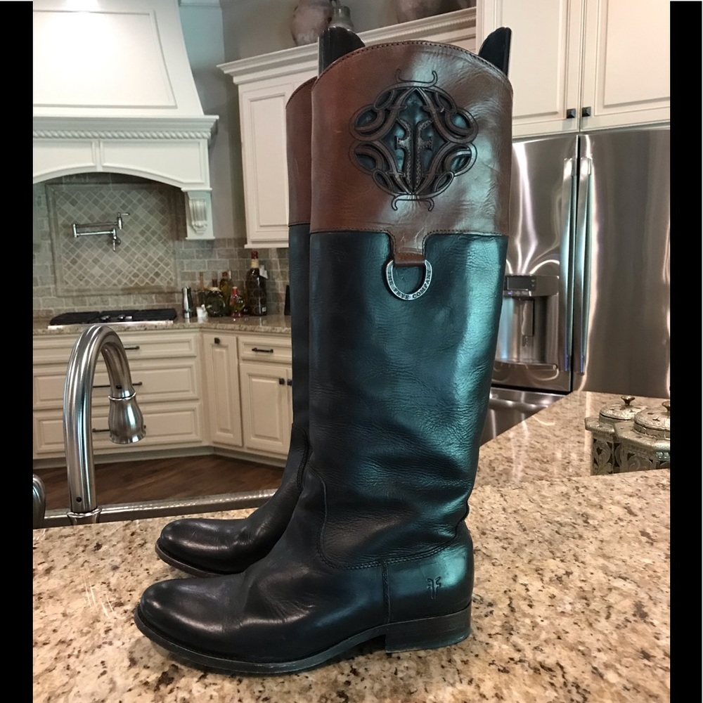 Frye Melissa Logo Riding Boots Sz 6.5